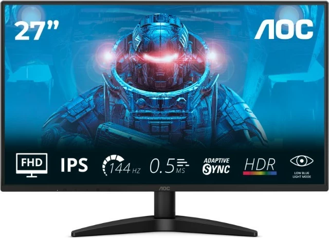 Monitor 27" FHD IPS 144Hz 0,5 ms HDR10 Adaptive Sync, HDMI/DP, črn, AOC 27B36X, s HDMI kablom 1,5 m
