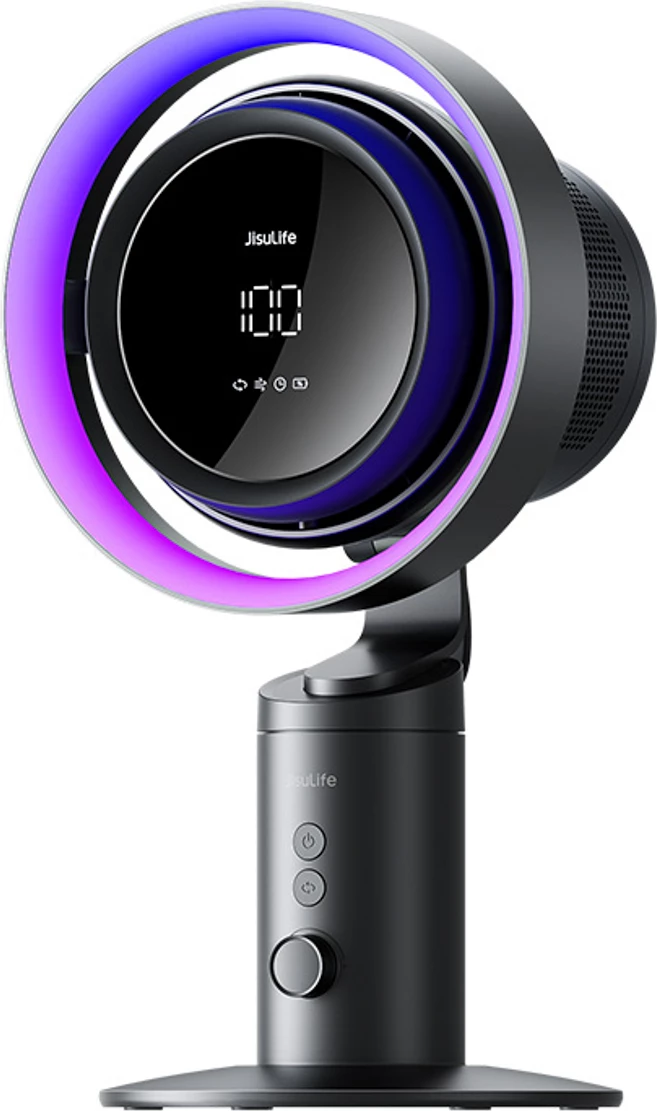 Namizni ventilator z vgrajenim filtrom zraka Jisulife Table Fan Pro3, 10.000 mAh, USB-C, temno siv