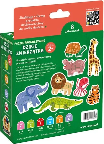Progresivna sestavljanka za otroke CzuCzu Wild Animals, 29 delov, večbarvna