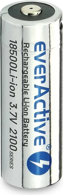 Polnilna baterija everActive 18500 Li-ion 3,7 V, 2100 mAh, USB-C, srebrna