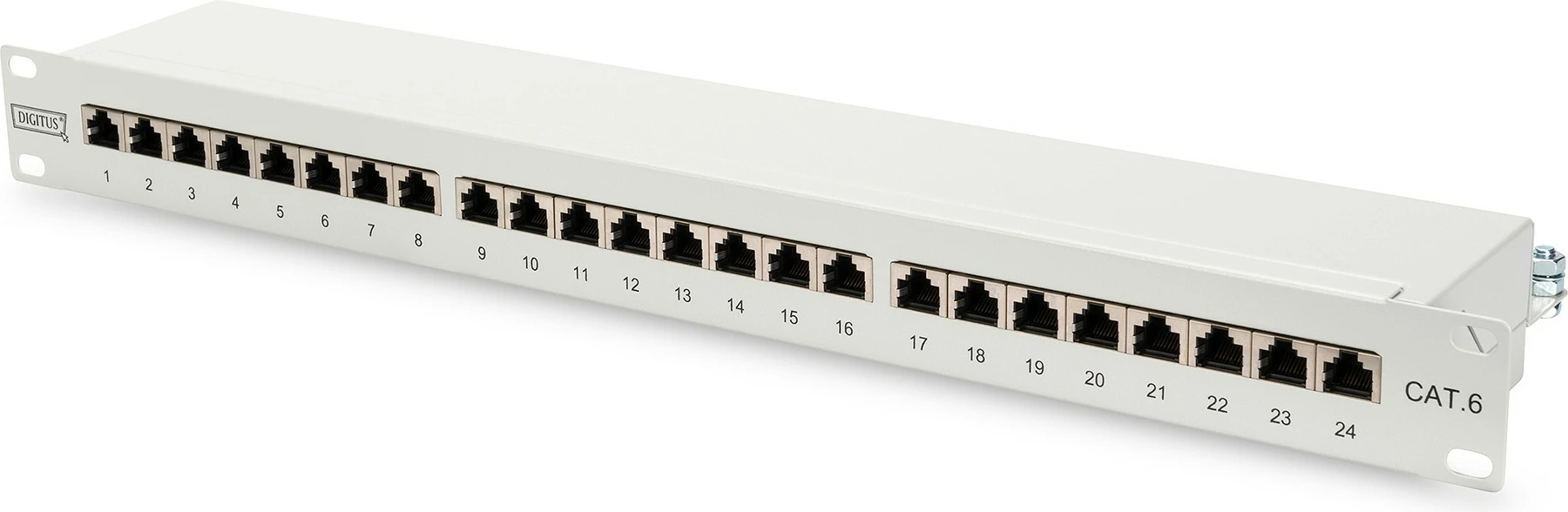 Patch panel s 24 priključki Cat6, 1U, siv Digitus