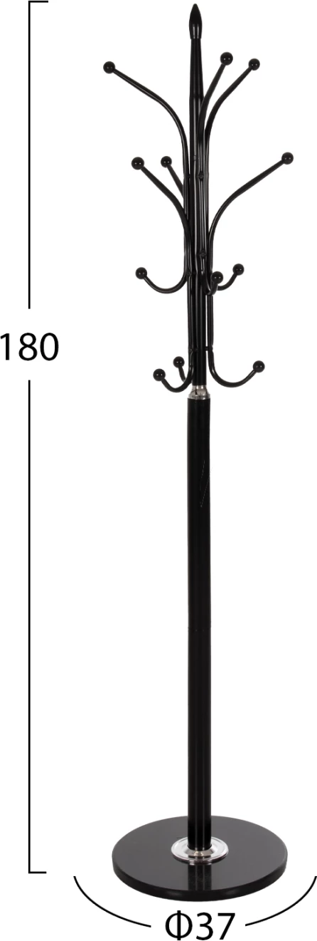 Talni obešalnik FH9573.01 kovinski 13 visečih položajev-črna Φ37x180Hcm