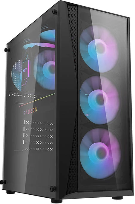 Računalniško ohišje z 4 ventilatorji ARGB, Mid Tower, ATX — Darkflash DK352 Plus, črn