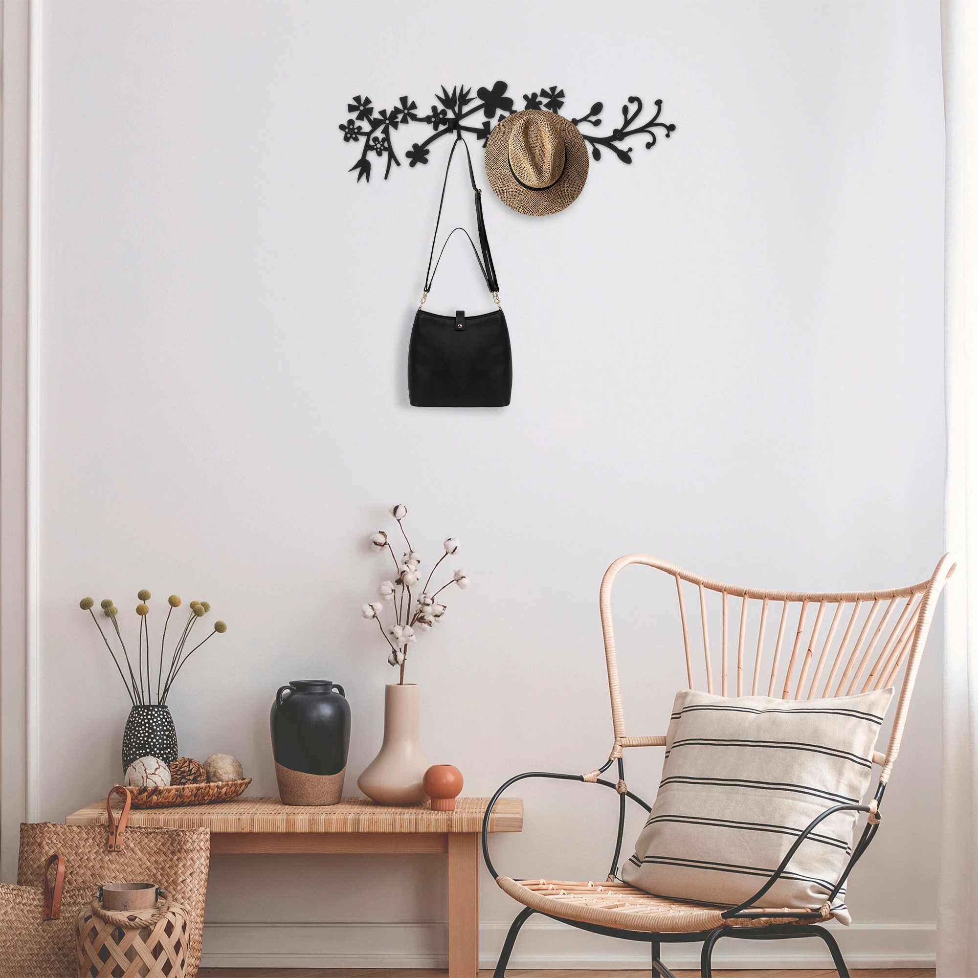 Stenski kovinski obešalnik, Wallity Bahar WSH-018, črn