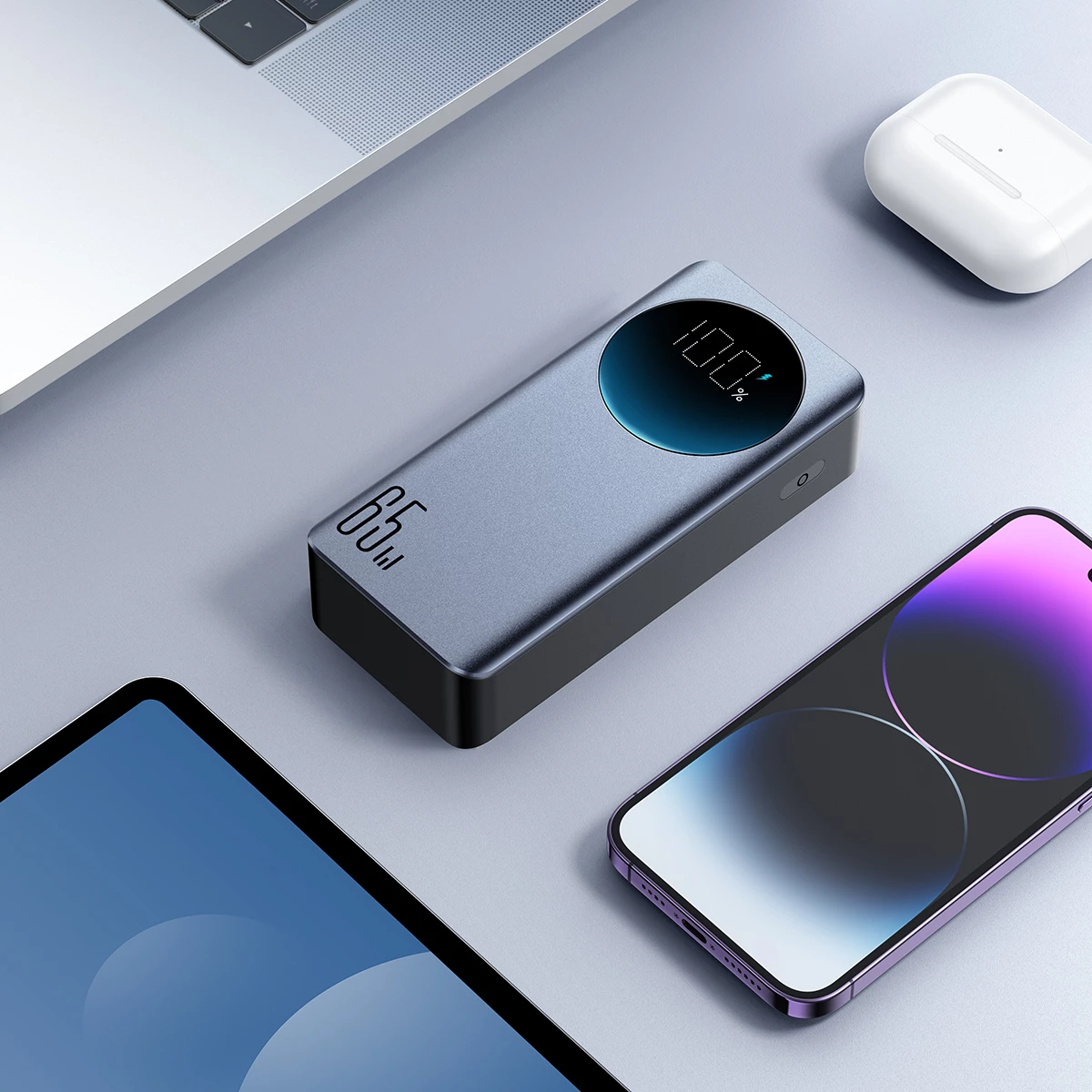 Power bank 30000mAh, 65W, z digitalnim zaslonom Joyroom JR-PBF05, črn