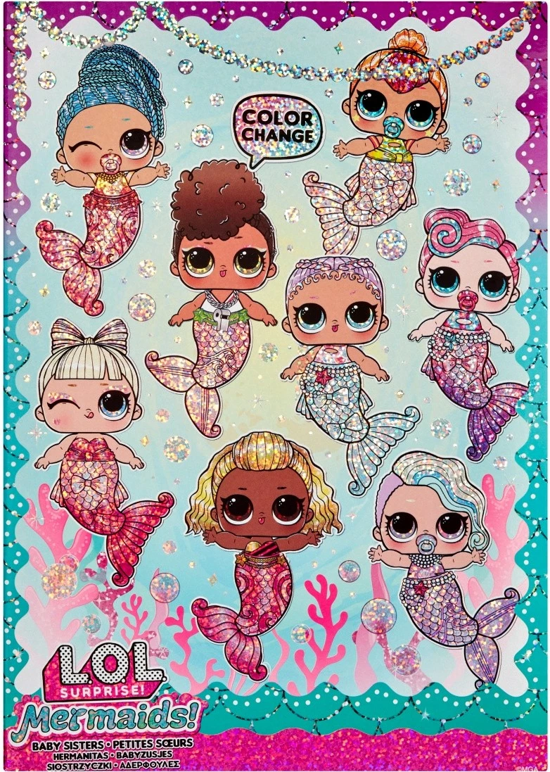 Presenečevalna sirenska kukla z repom, ki spreminja barvo, L.O.L. Surprise Mermaids, MGA 510604-EUC