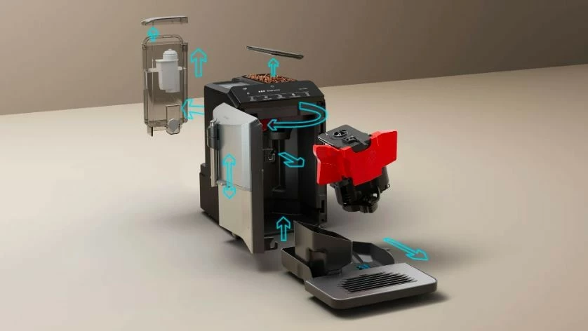 Avtomatski aparat za espresso Siemens TF303E01 EQ300, 1,4 L, z mlinčkom, črno/srebrn