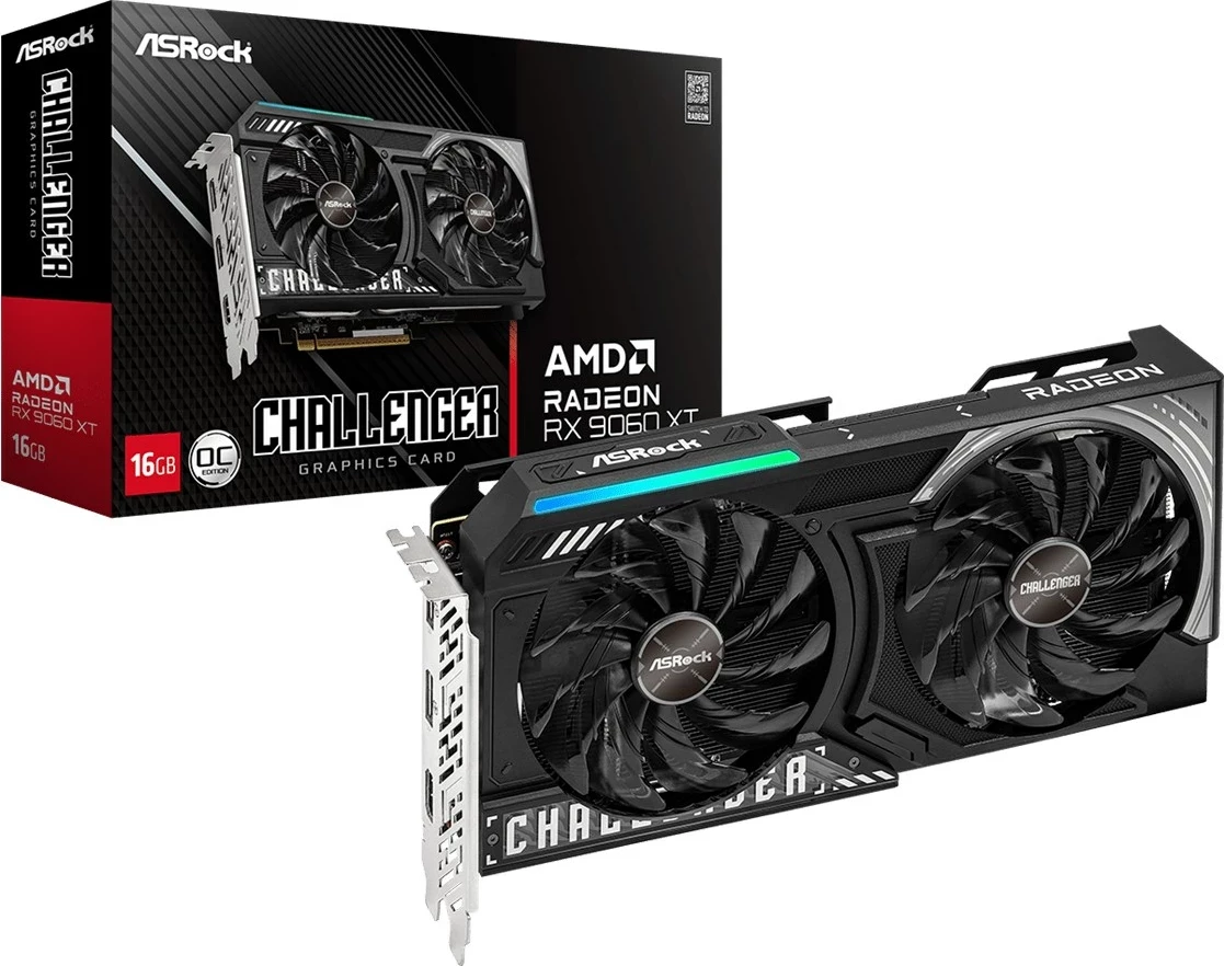 Grafična kartica Asrock AMD Radeon RX 9060 XT Challenger, 16 GB GDDR6, črn
