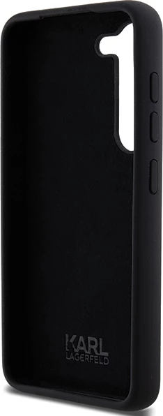 Silikonski ovitek Ikonik z metalnim značkom Karl Lagerfeld za Samsung Galaxy S23+, črn
