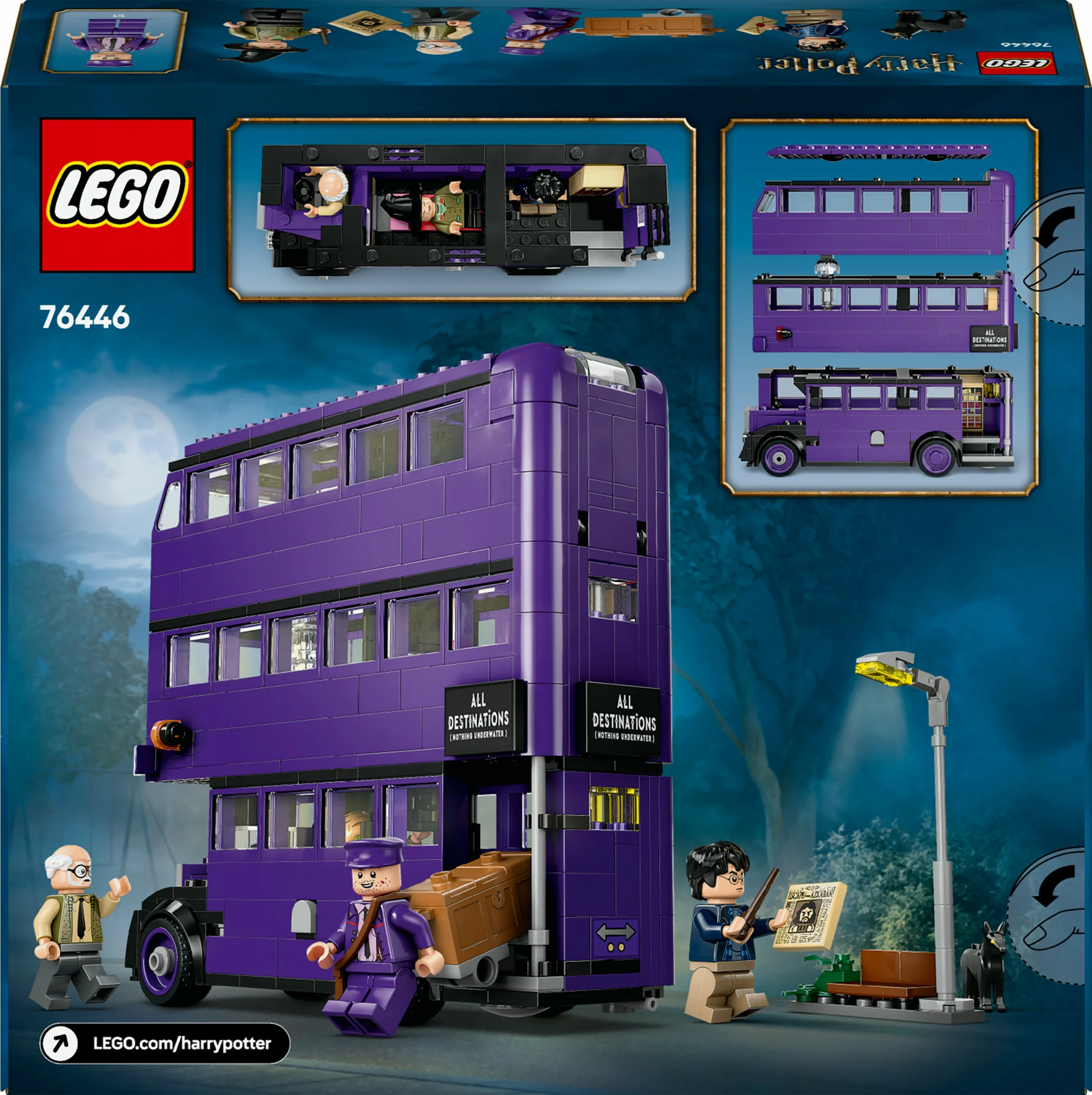 Set gradnje LEGO Harry Potter 76446, Pustolovščine z Knight avtobusom, večbarven