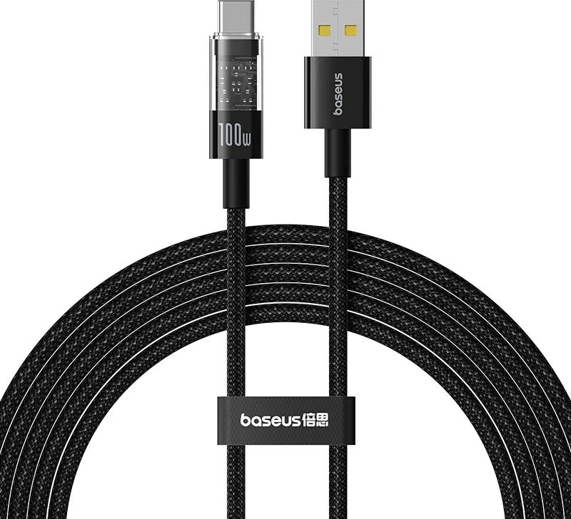 Kabel USB A na USB C, 2 m, 100 W, črna, Baseus Gem