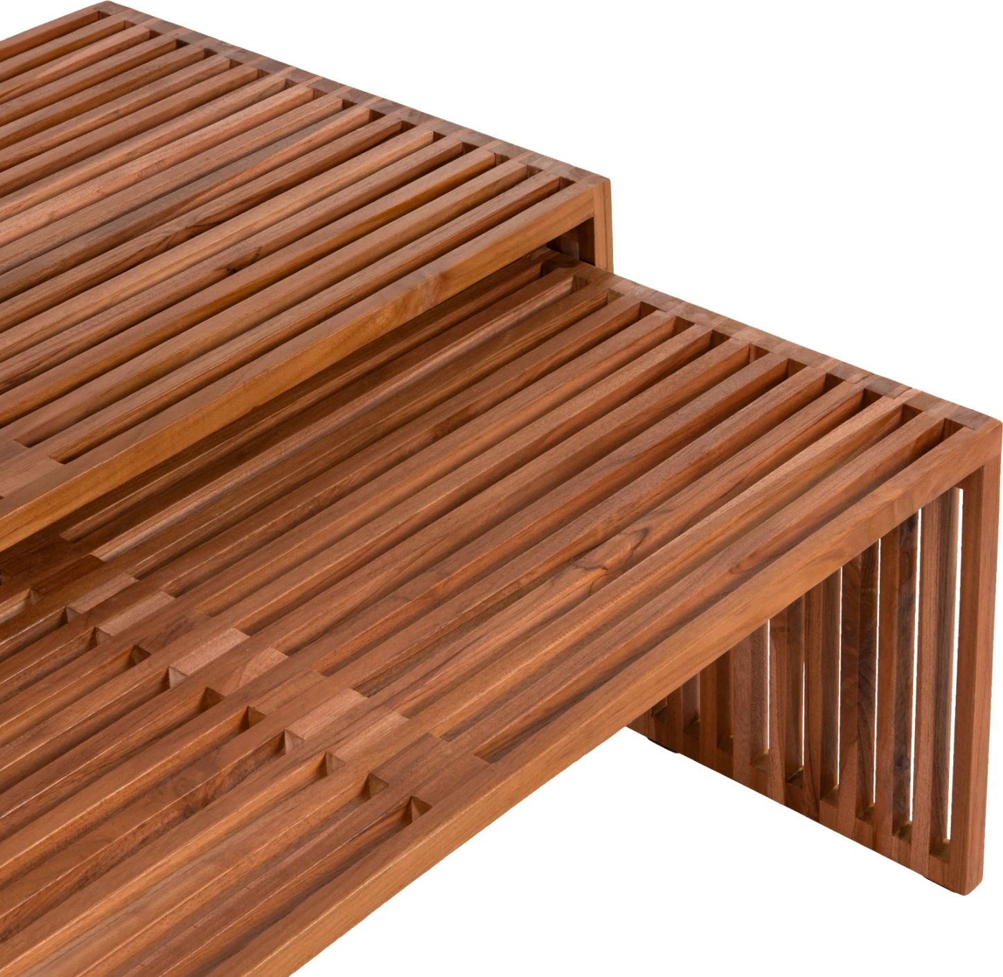 Set dveh klubske mizice NYA FH9548 iz tikovine v naravni barvi 116x60x46,5Hcm