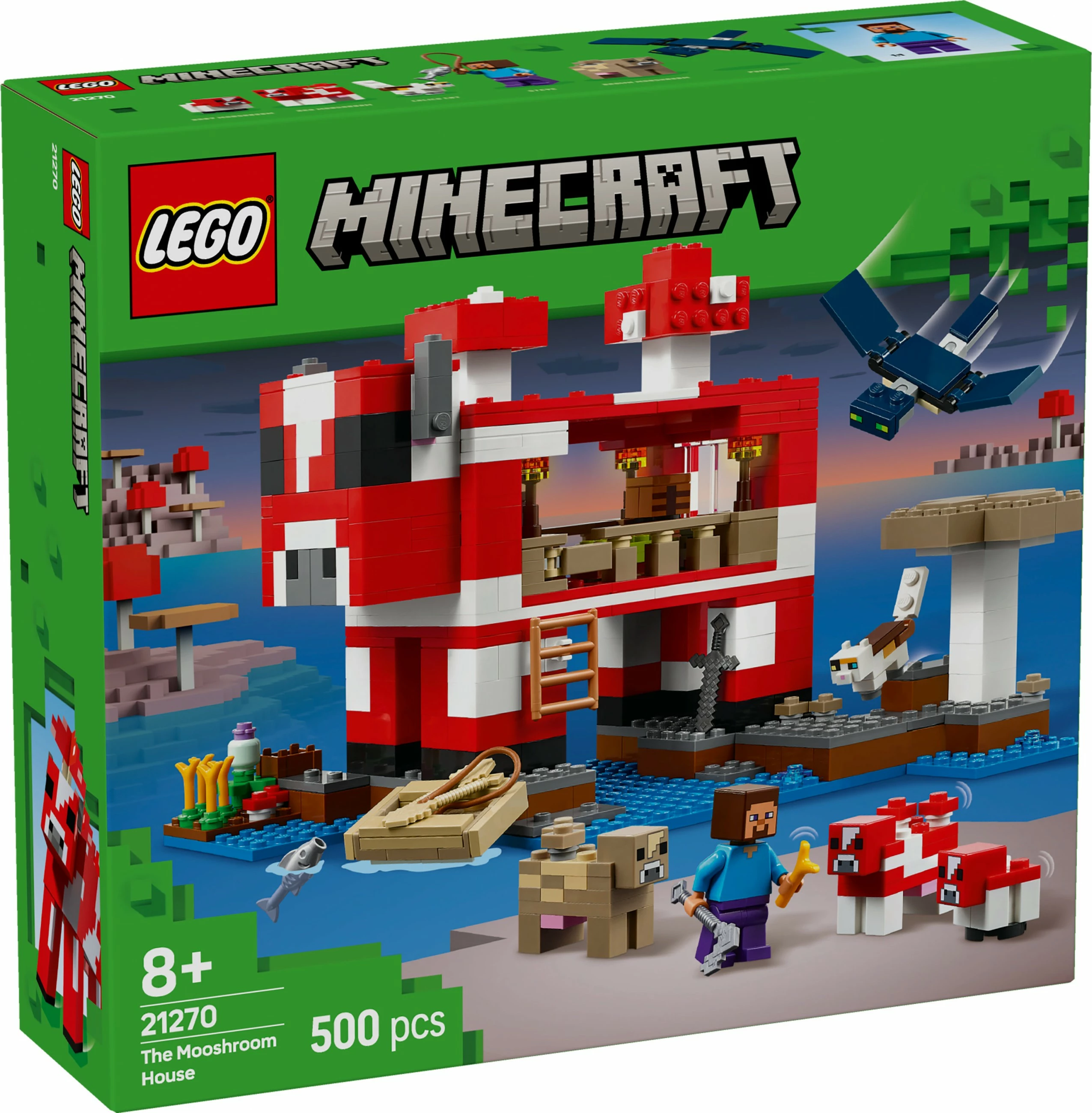 Set za gradnjo LEGO Minecraft 21270 Das Pilzkuh-Haus, 500 kosov, večbarvno