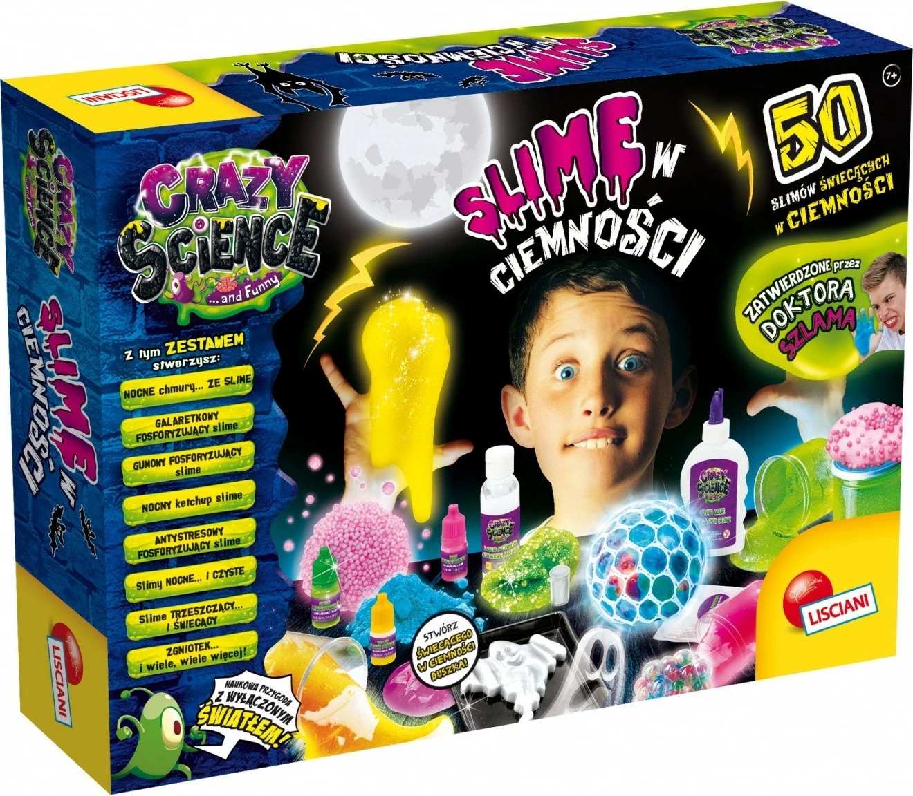 Set za znanstvene poskuse s svetlečim slime-om, Lisciani Crazy Science, 304-PL89239, z različnimi dodatki