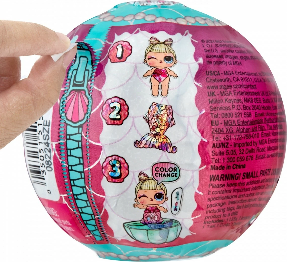 Presenečevalna sirenska kukla z repom, ki spreminja barvo, L.O.L. Surprise Mermaids, MGA 510604-EUC