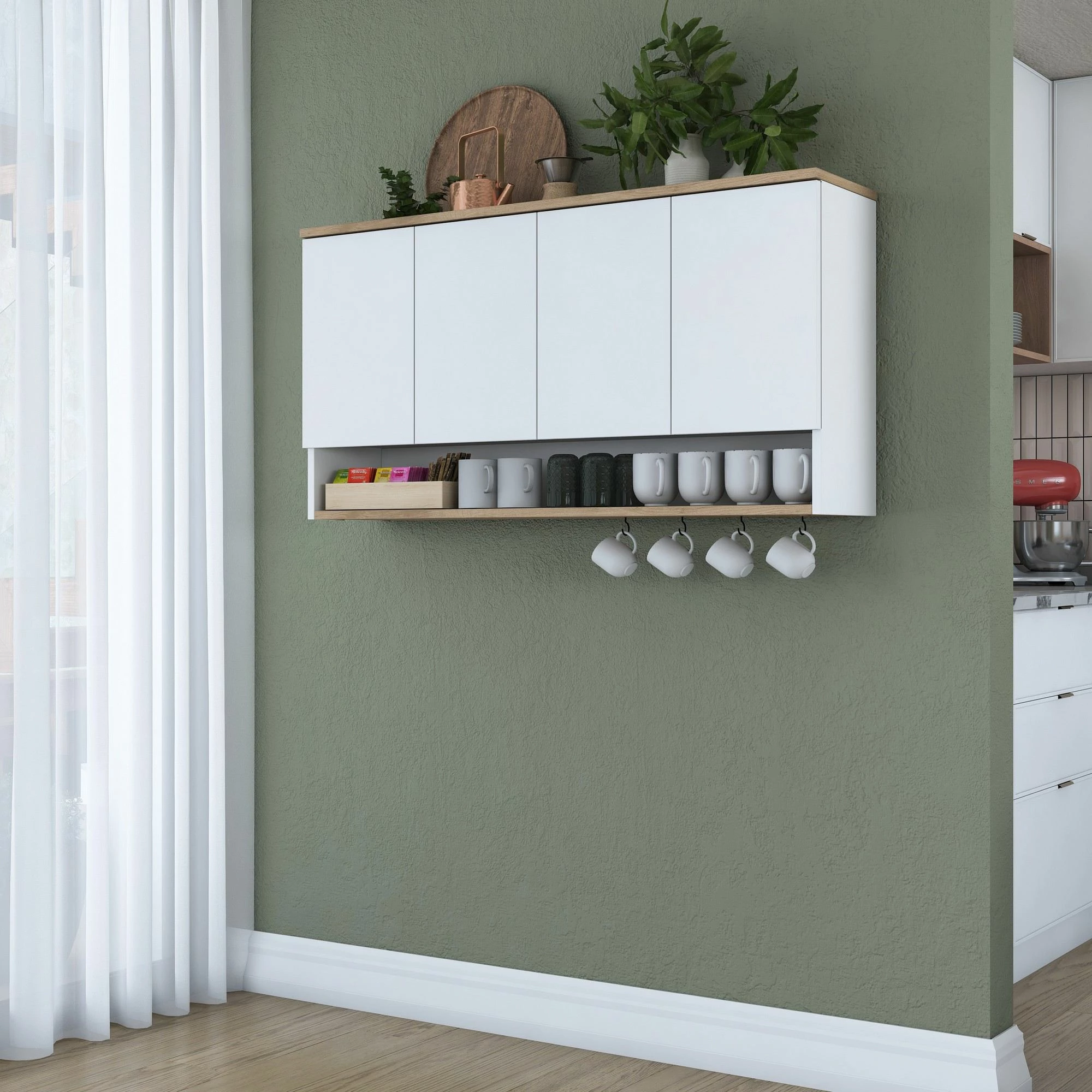 Stenska omarica Skye Decor JE198 - 3811, rjava in bela