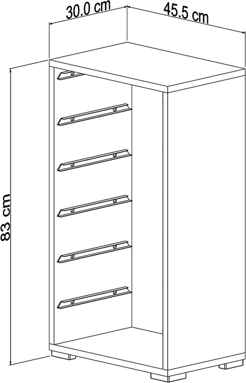 Komoda SANI FH18215.01 melamin v beli barvi - 6 belih P.E. predalov 45,5x30x83H cm