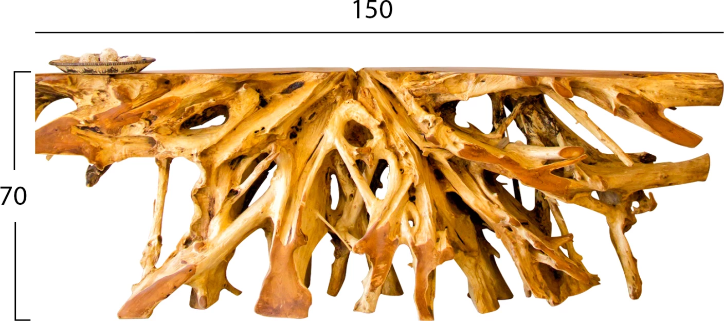 Konzola iz masivnega tikovega lesa naravna 150Χ40Χ70H