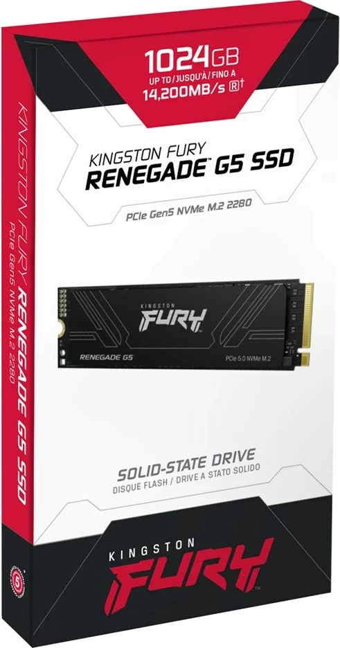 SSD 1TB M.2 2280 PCIe 5.0 NVMe, Kingston FURY RENEGADE G5, črn