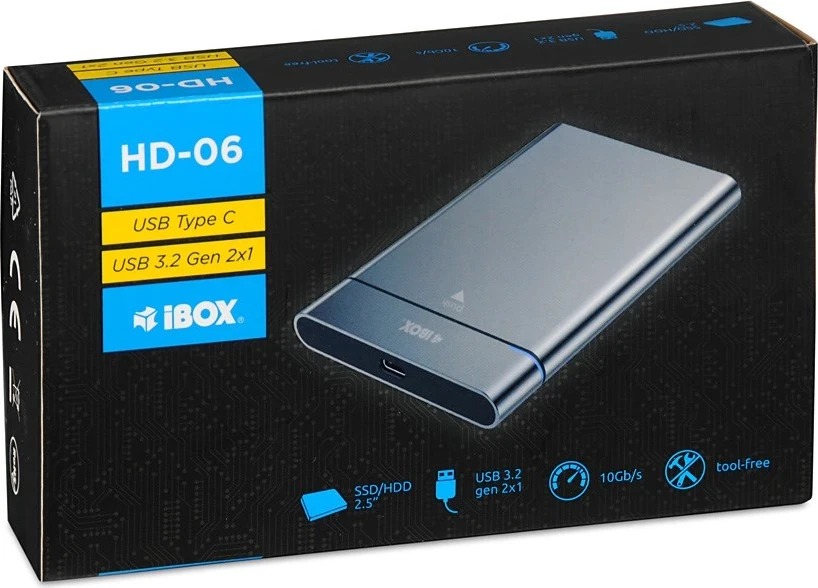 Ohišje za HDD iBox HD-06, 2,5-palčno, siva