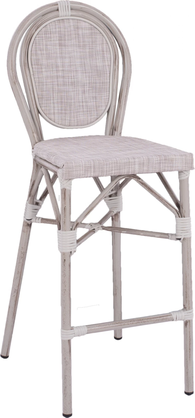 Stol aluminijasti bambusov videz bela patina s tekstilom FH5110 47x61x115 cm