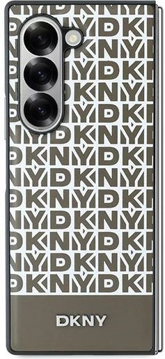 Ovitek za telefon z vzorcem ponovljenih logotipov in spodnjo črto DKNY za Samsung Galaxy Z Fold 6, rjav