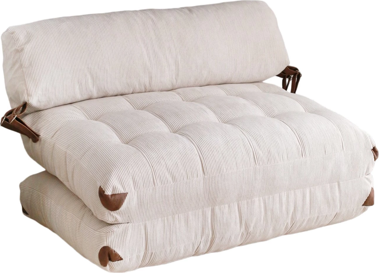 Dvosed postelja, kordurojni žamet, bela, Fold