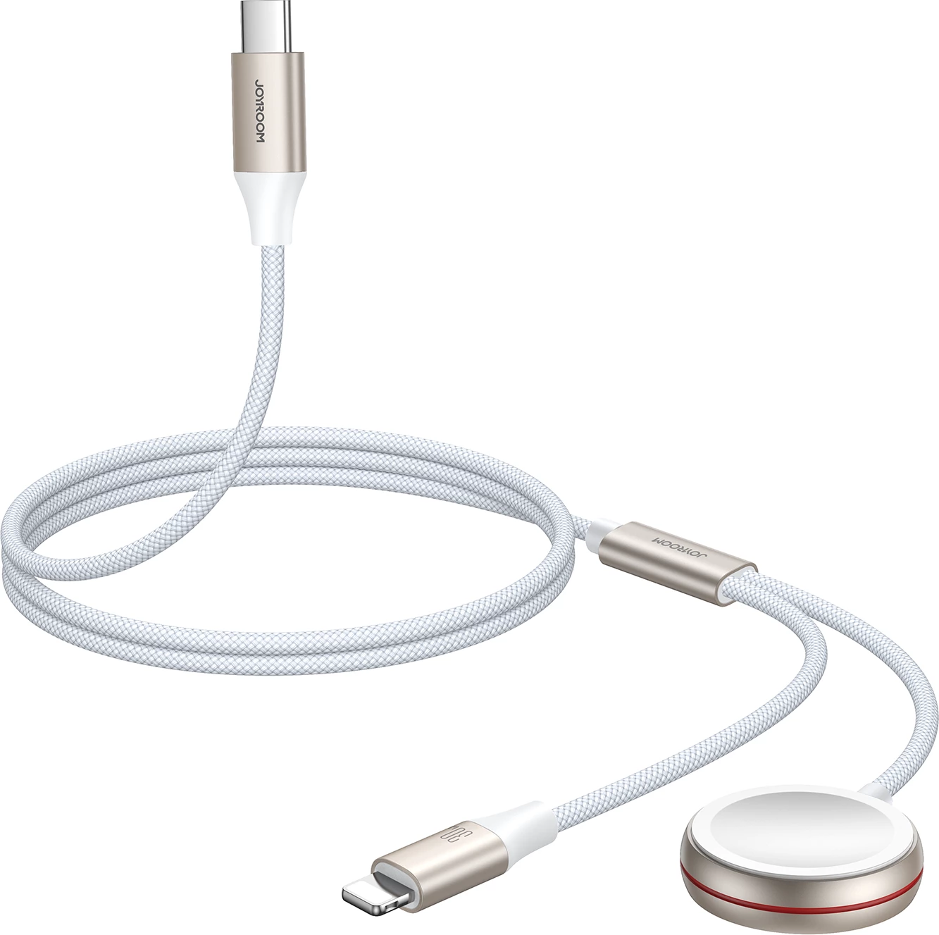 Induktivni 2-v-1 kabel in polnilec Joyroom S-IW012, Lightning + za Apple Watch, 1,5 m, bel