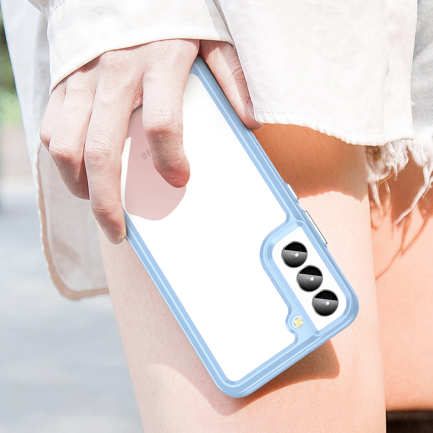 Zaščitni ovitek Outer Space Hurtel za Samsung Galaxy S23+, modra, silikonska stranica in trda zadnja plošča