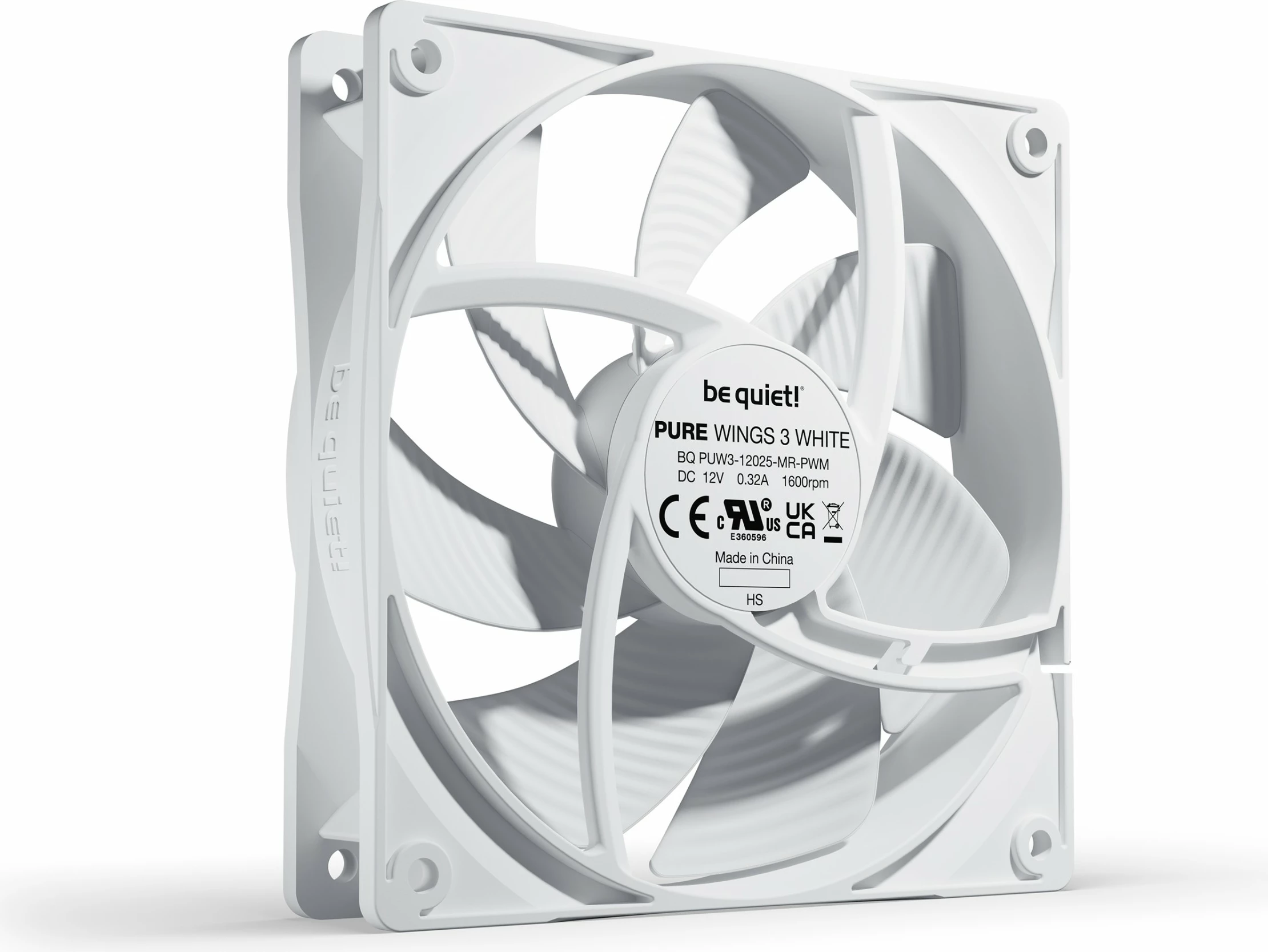 Ventilator Pure Wings 3 120 mm PWM, bel — Be Quiet!, 1600 RPM, 25,5 dB