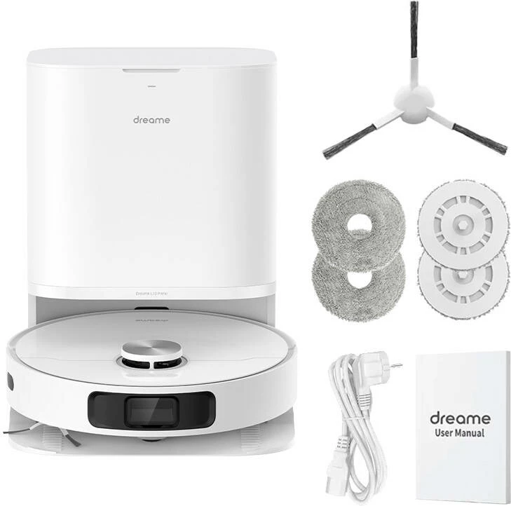 Robot sesalnik in mop, 4000 Pa, 5200 mAh, LDS, samodejno čiščenje, bel Dreame L10 Prime
