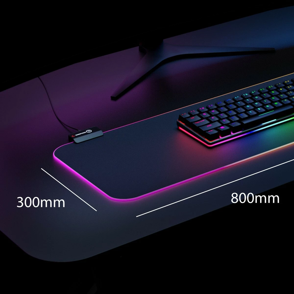 Podloga za miško Rampage MP-24 RGB, XL, črna