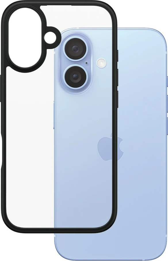 Prozoren zaščitni ovitek PanzerGlass HardCase za iPhone 16, črno ohišje