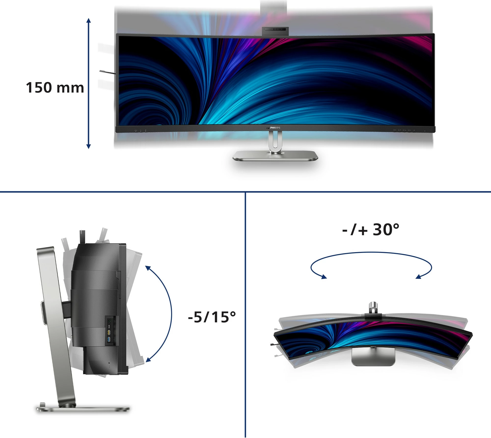 48,8" Dual QHD monitor Philips 49B2U6900CH/00, črn