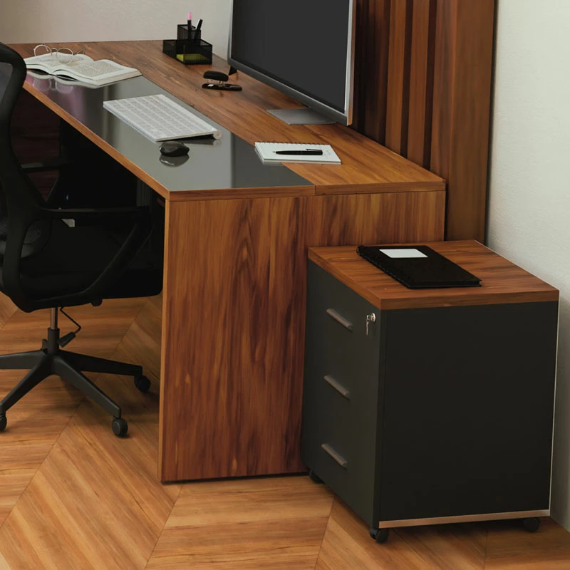 Komoda na kolesih, 3 predali, oreh-antracit, 40x48x63 cm Oscar