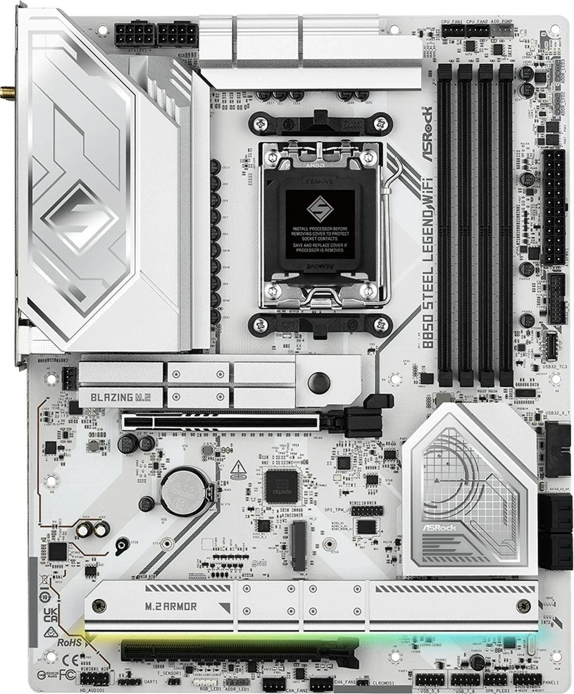 Matična plošča Asrock B850 Steel Legend WiFi, Socket AM5, ATX, bela