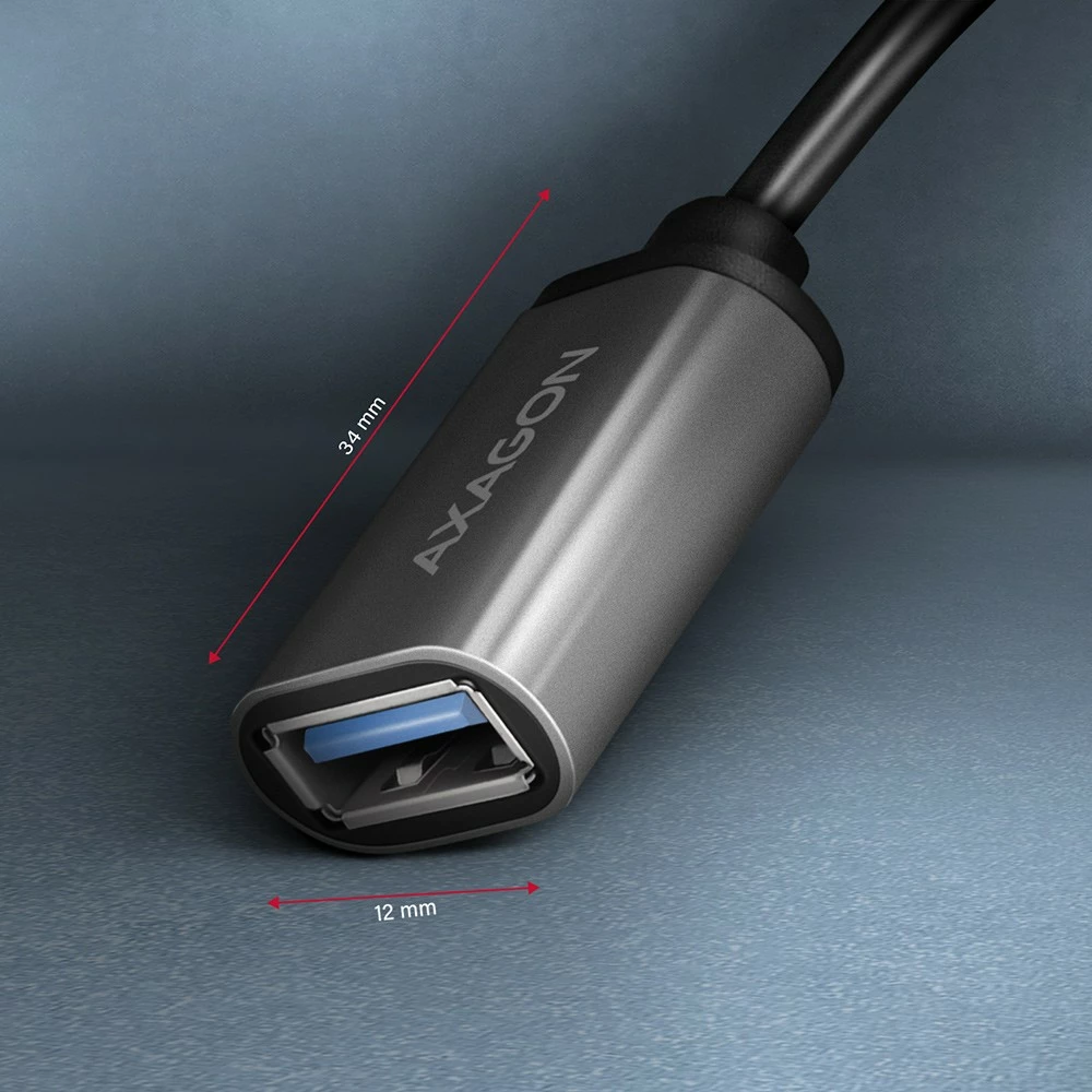 Adapter USB-C v USB-A, kabel 0,2 m, 3 A, siv, AXAGON RUCM-AFAC