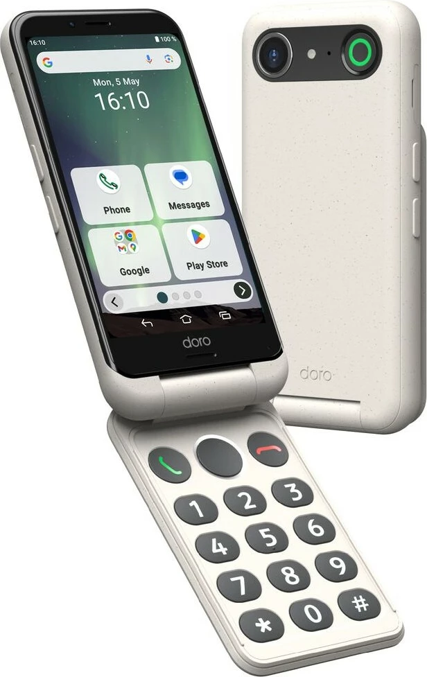Palčljiv telefon z velikimi tipkami Doro Aurora A20, bel