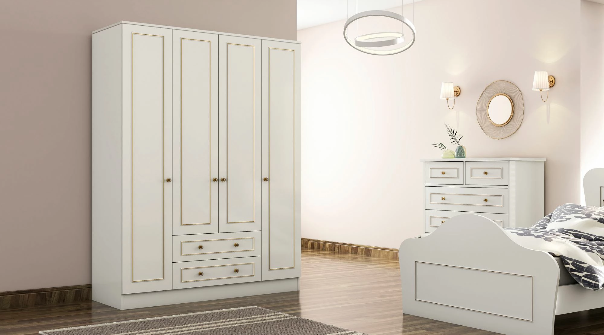 Set mladinske sobe Skye Decor, mat bela, Rb-080