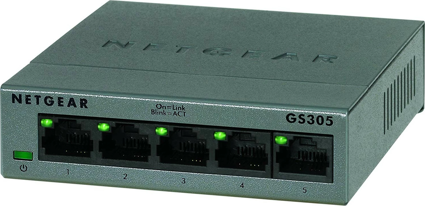 Gigabitni switch, 5 vrat Netgear GS305, namizni, črn