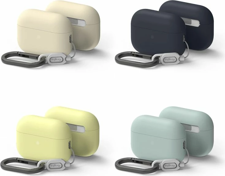 Ovitek za AirPods Pro/Pro 2 Ringke, silikonski, temno moder, z karabinom