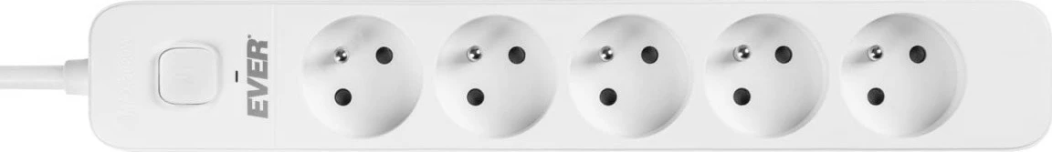 Vtičnica z zaščito EVER PROTECT 5PL, 5 vtičnic, 3 m, bela