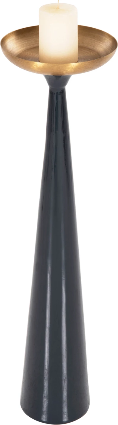 Talni svečnik (stebriček) GUNTUR FH4382 kovinski v modri antracit-zlati Φ20,5x76.5Hcm