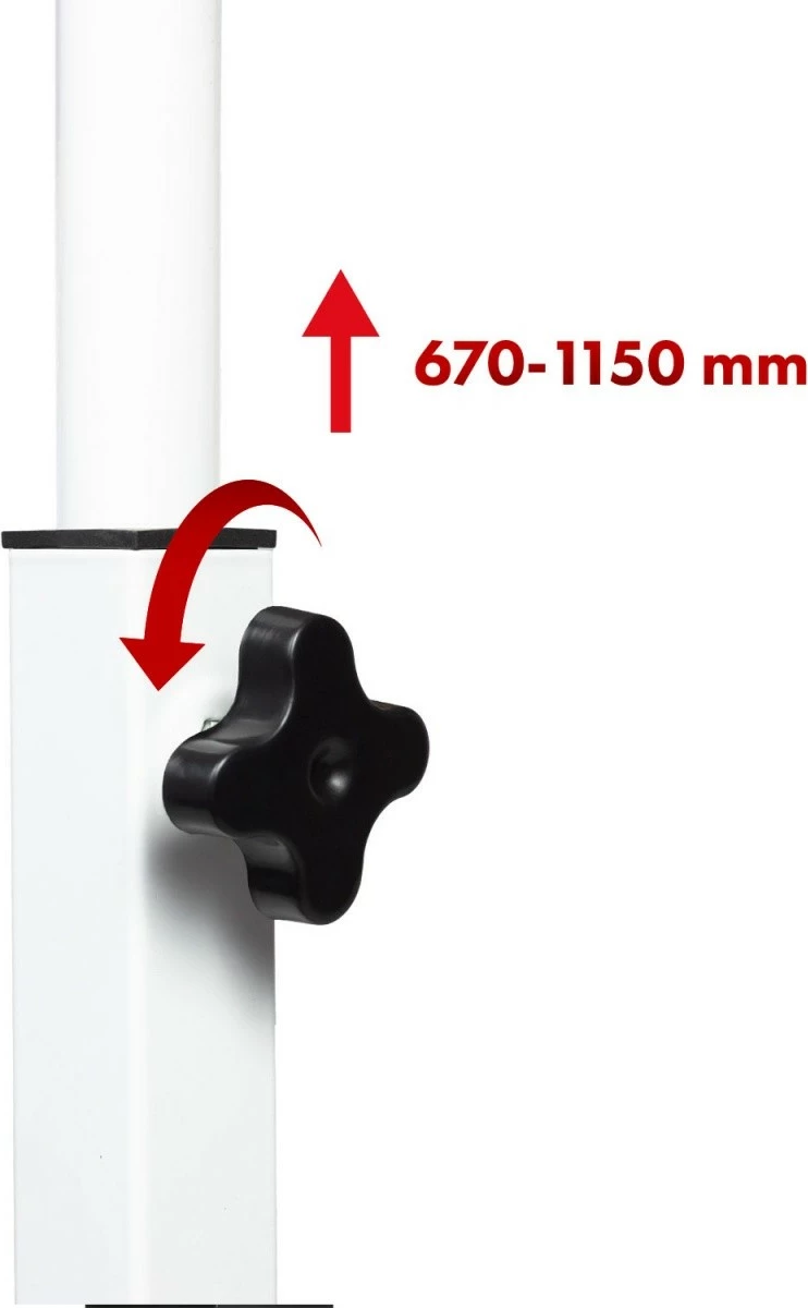 Mobilna miza z nastavljivo višino Maclean MC-124 W, 67–115 cm, 80x60 cm, 50 kg, bela/les