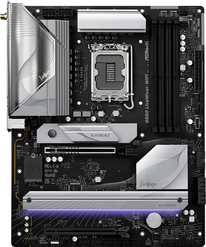 Plošča ASRock B860 LiveMixer WiFi, ATX, črna