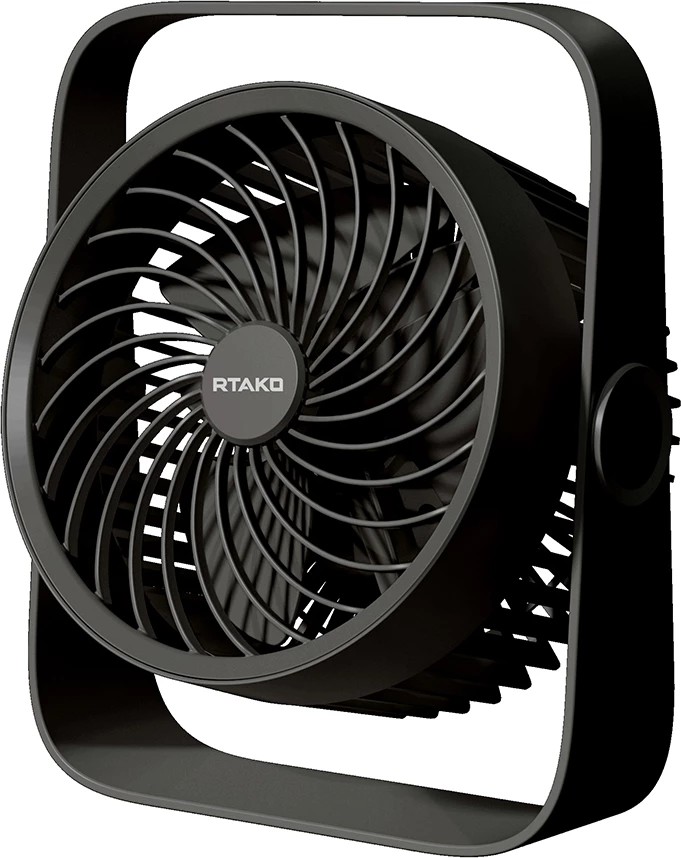 Namizni ventilator z dvema impelerjema Rtako WD0Y6S, 3600 mAh, črn