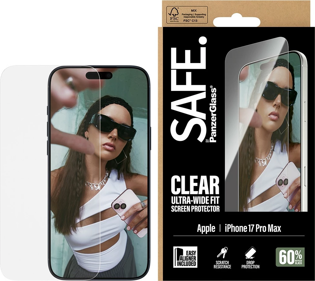 Zaščitno steklo PanzerGlass SAFE za iPhone 17 Pro Max, prozorno