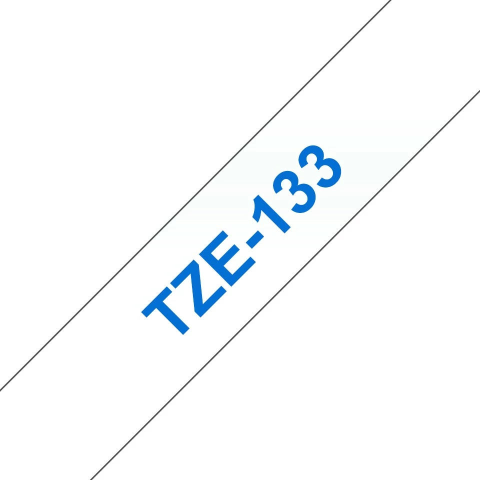 Laminiran trak za etikete Brother TZE-133, 12 mm, 8 m, bel s modrim tiskom