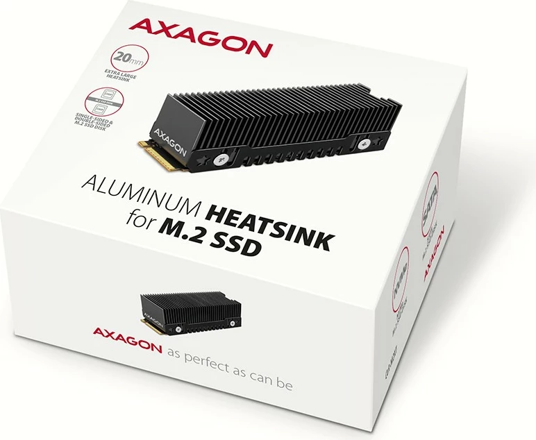 Pasivni hladilnik za SSD M.2 AXAGON CLR-M2XT, aluminij, za 2280, siv