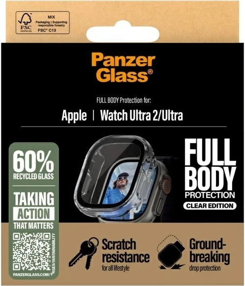 Zaščitno steklo PanzerGlass Snappie Full Body za Apple Watch Ultra 2, prozorno